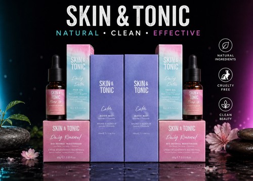 Skin and tonic beauty products - and,